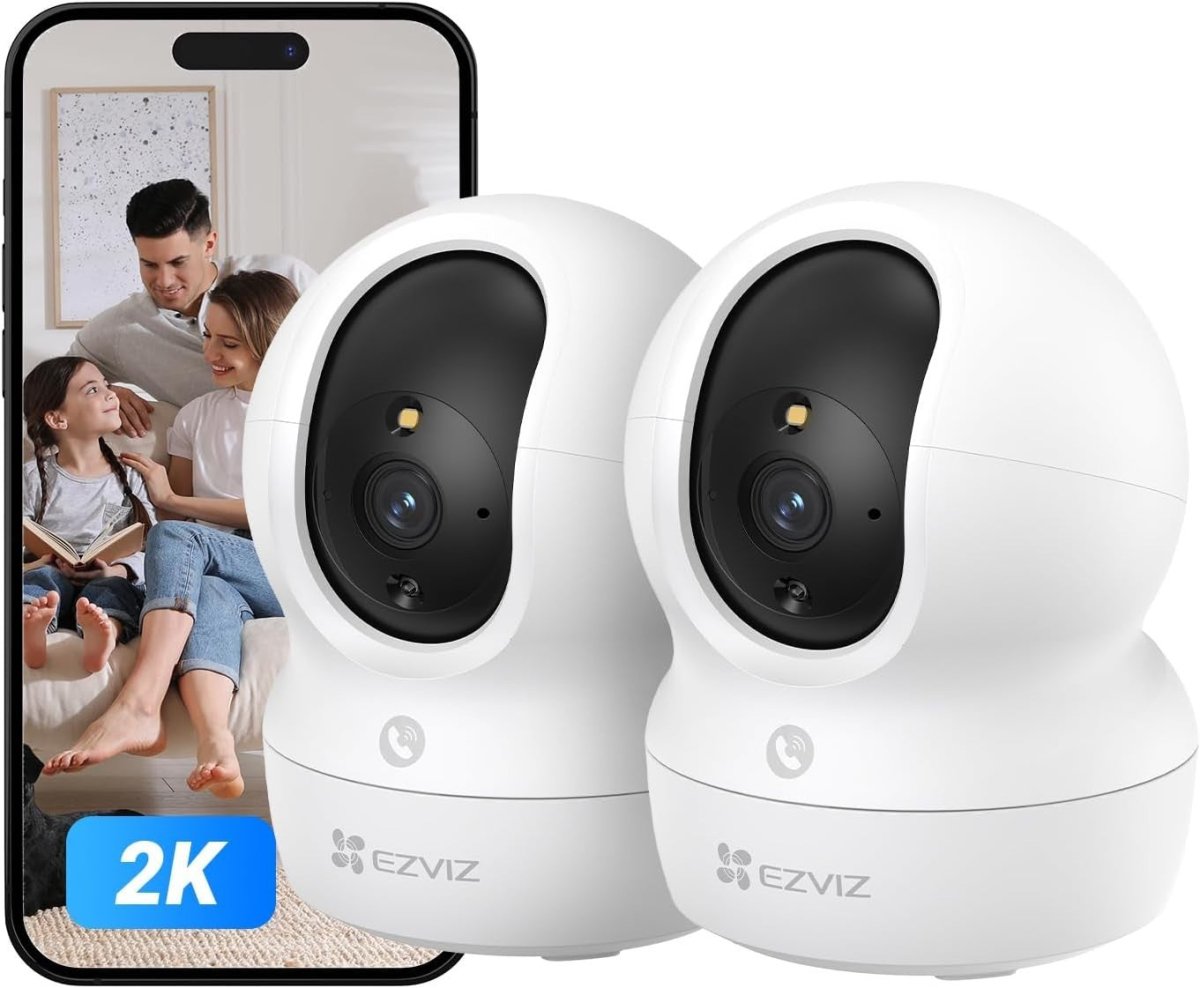 2 Pack 2K Indoor Security Cameras 360° Baby Pet Monitor WiFi CCTV - Kwikley