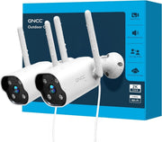 2 Pack 2K Outdoor Security Camera WiFi CCTV 24/7 Recording IP65 - Kwikley