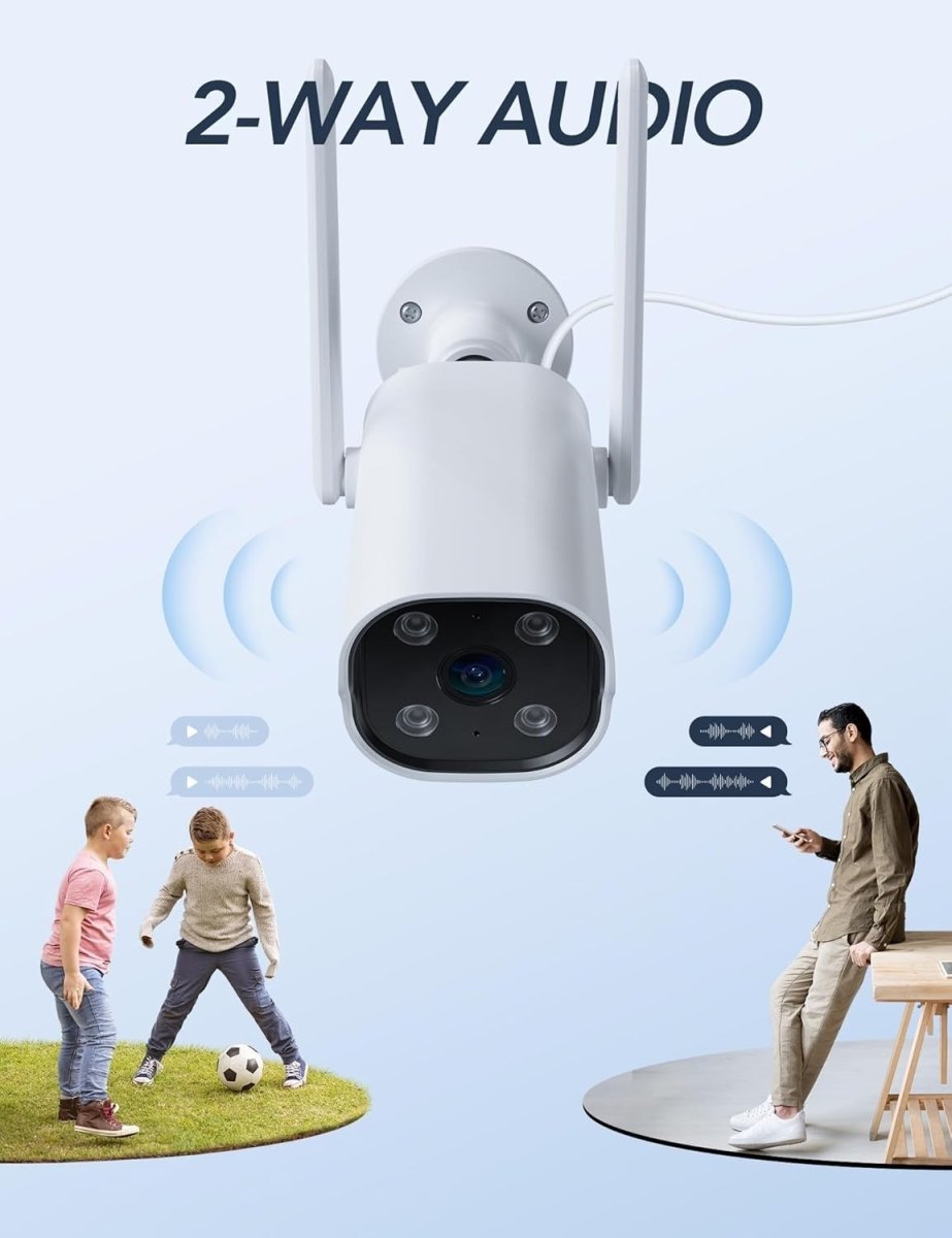 2 Pack 2K Outdoor Security Camera WiFi CCTV 24/7 Recording IP65 - Kwikley