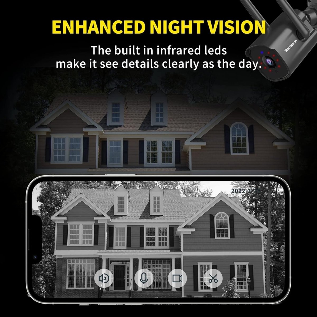 2 Pack 2K Outdoor Security Camera WiFi CCTV AI Motion Detection - Kwikley