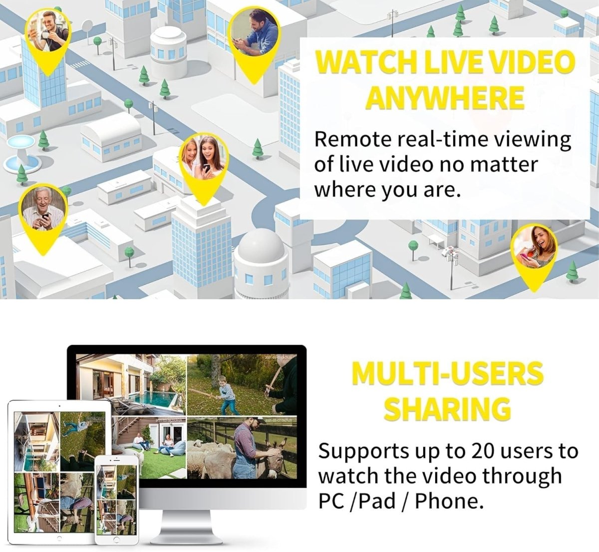 2 Pack 2K Outdoor Security Camera WiFi CCTV AI Motion Detection - Kwikley