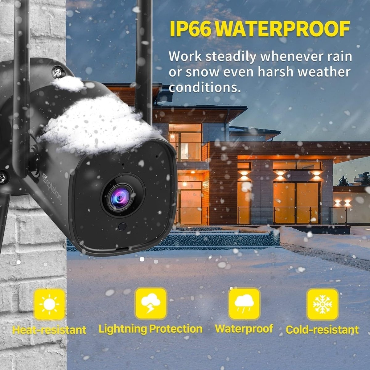 2 Pack 2K Outdoor Security Camera WiFi CCTV AI Motion Detection - Kwikley