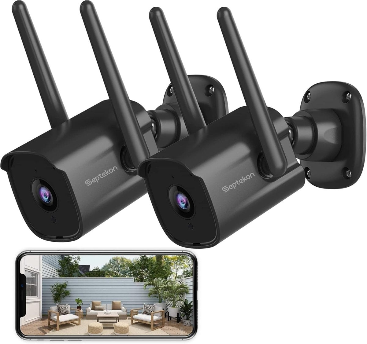 2 Pack 2K Outdoor Security Camera WiFi CCTV AI Motion Detection - Kwikley