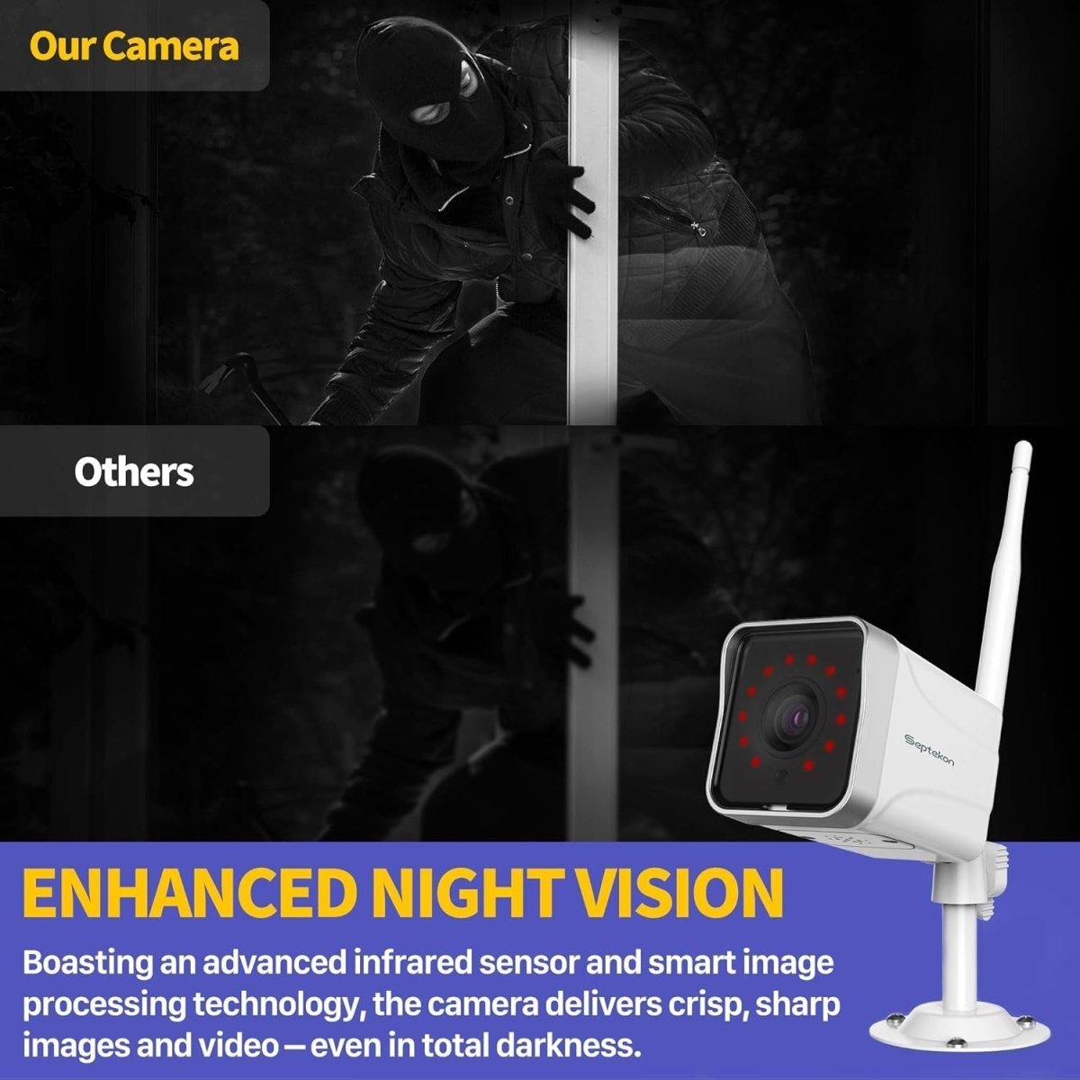 2 Pack 2K Outdoor Security Camera WiFi CCTV Night Vision Alexa - Kwikley