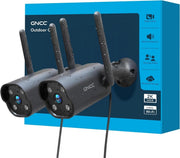 2 Pack 2K Outdoor Security Camera Wired WiFi CCTV AI Detection IP65 - Kwikley