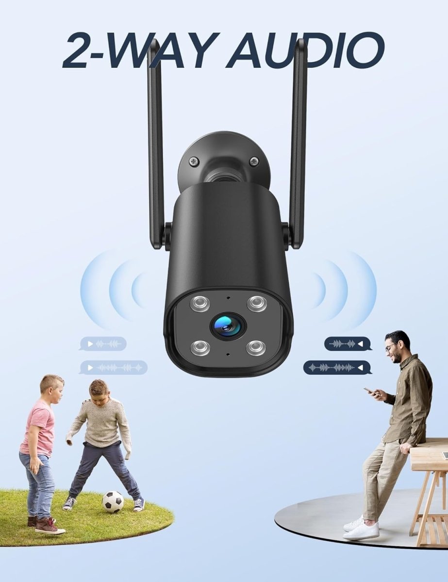 2 Pack 2K Outdoor Security Camera Wired WiFi CCTV AI Detection IP65 - Kwikley