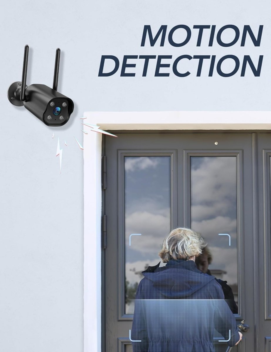 2 Pack 2K Outdoor Security Camera Wired WiFi CCTV AI Detection IP65 - Kwikley