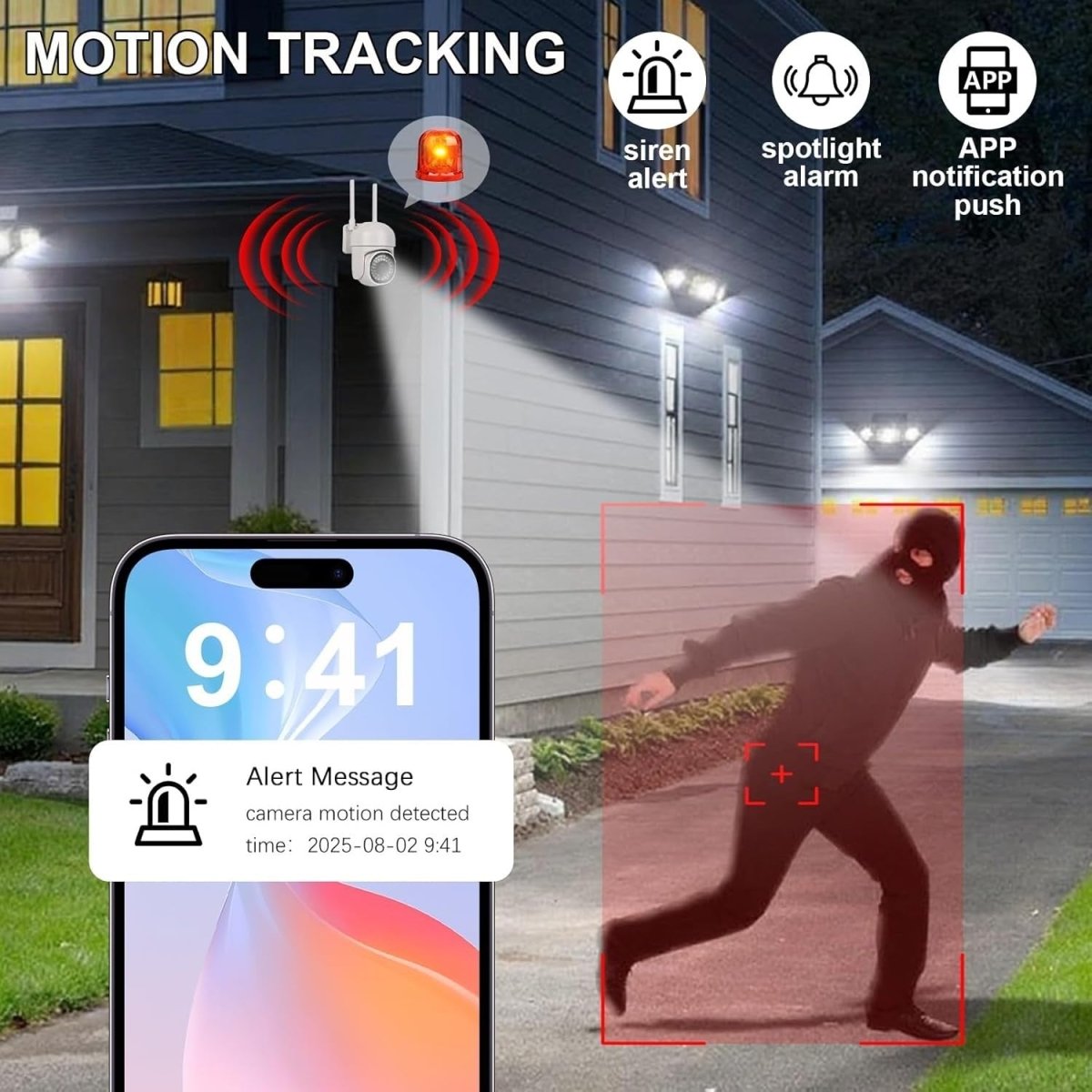 2 Pack 2K Outdoor Security Cameras 360° PTZ Color Night Vision WiFi - Kwikley