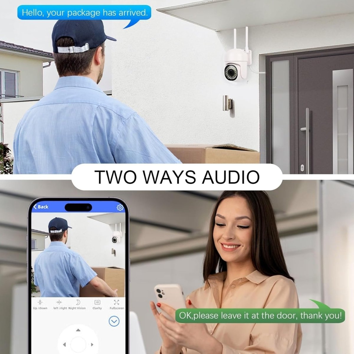 2 Pack 2K Outdoor Security Cameras 360° PTZ Color Night Vision WiFi - Kwikley