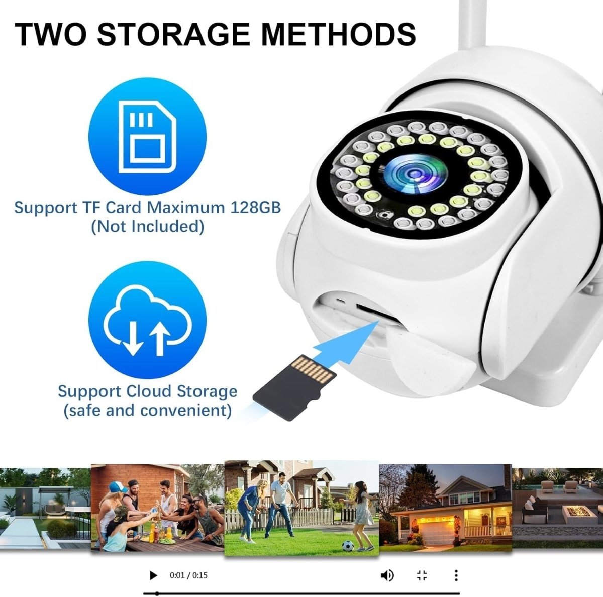 2 Pack 2K Outdoor Security Cameras 360° PTZ Color Night Vision WiFi - Kwikley
