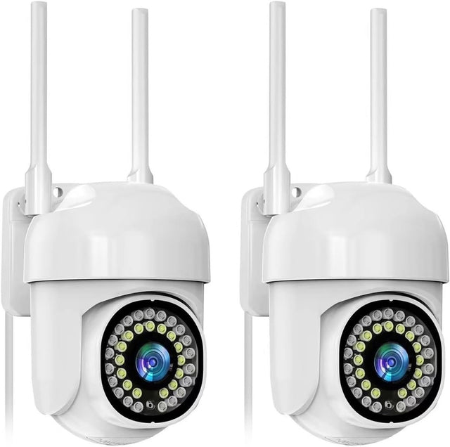2 Pack 2K Outdoor Security Cameras 360° PTZ Color Night Vision WiFi
