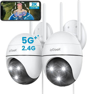 2 Pack 2K PTZ Security Cameras Outdoor WiFi 360° Color Night Vision - Kwikley