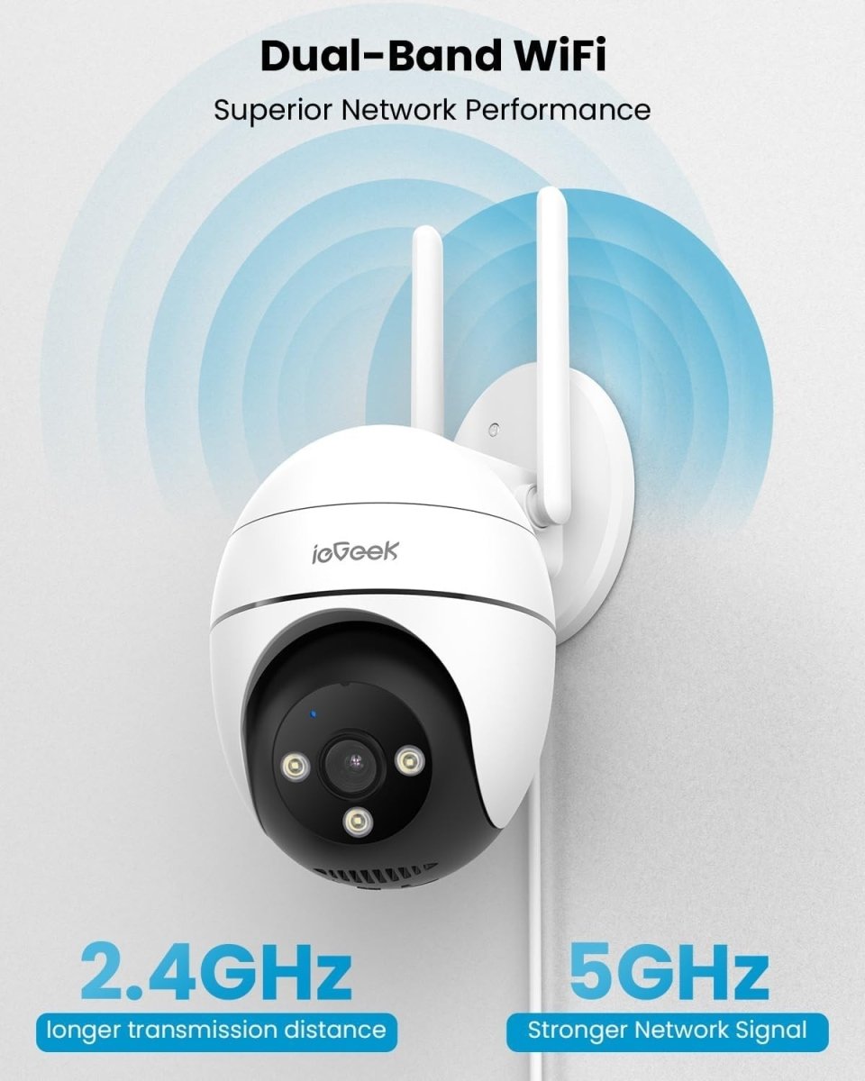 2 Pack 2K PTZ Security Cameras Outdoor WiFi 360° Color Night Vision - Kwikley
