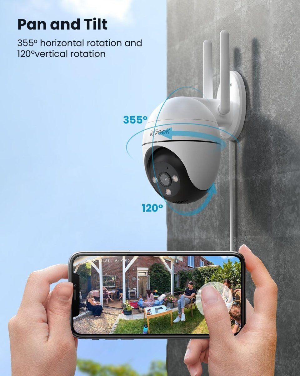 2 Pack 2K PTZ Security Cameras Outdoor WiFi 360° Color Night Vision - Kwikley