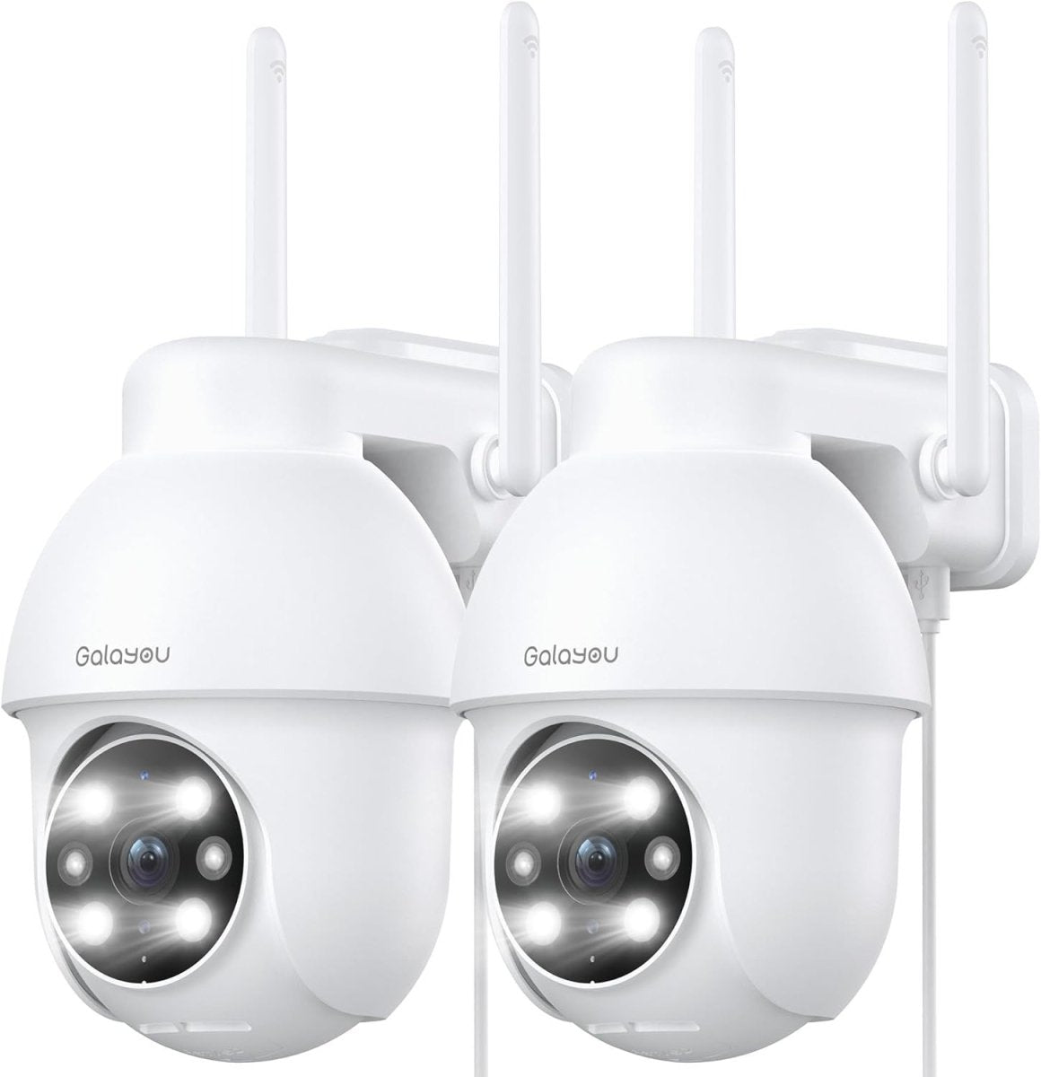 2 Pack 2K Security Camera Outdoor 360° WiFi CCTV Color Night Vision - Kwikley