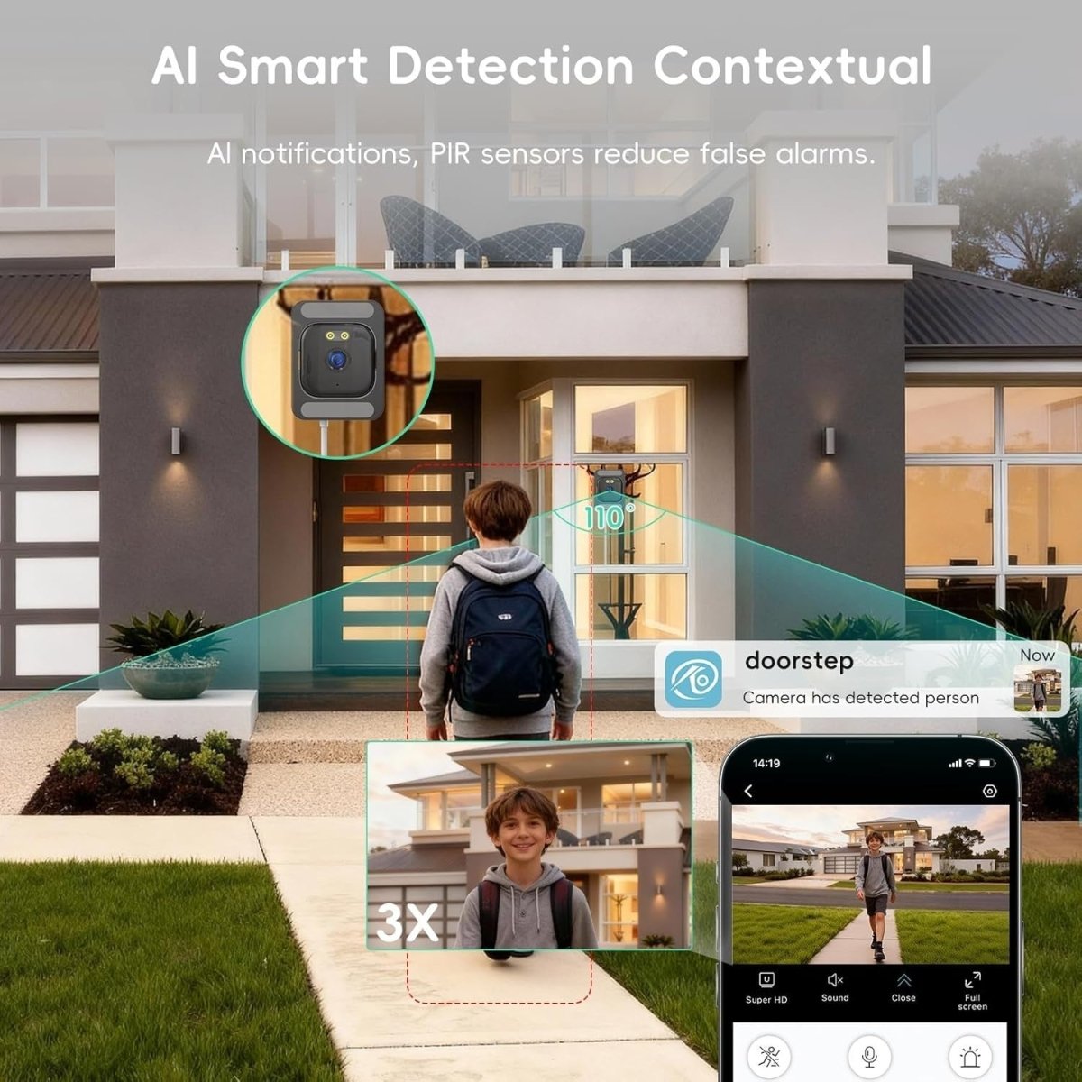 2 Pack 2K Window Security Cameras WiFi 5GHz AI Detection 24/7 HD - Kwikley