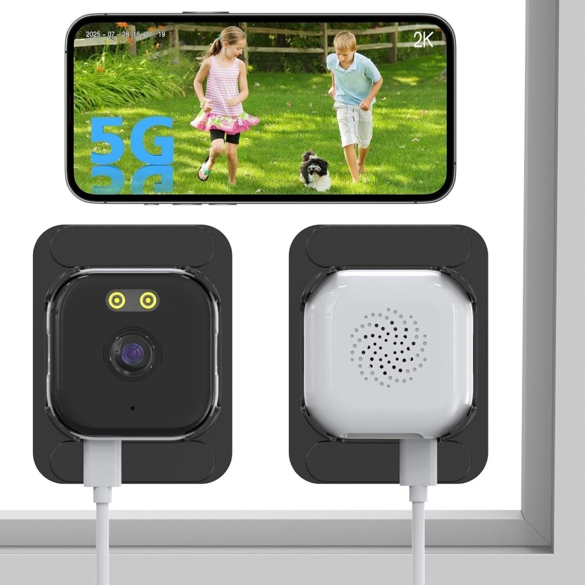 2 Pack 2K Window Security Cameras WiFi 5GHz AI Detection 24/7 HD - Kwikley