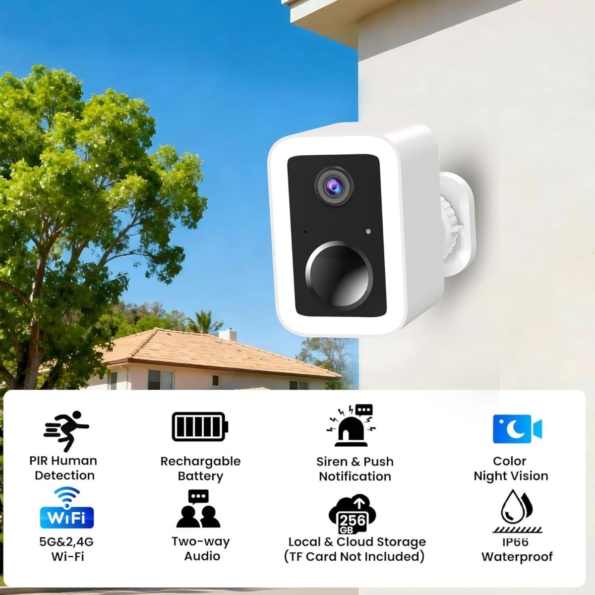 2 Pack 2K Wireless Security Cameras Outdoor WiFi AI Detection Night Vision - Kwikley