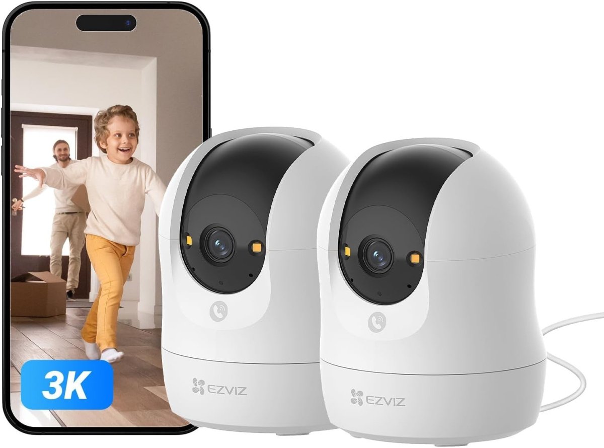 2 Pack 3K Indoor Security Cameras 350° Auto Tracking Color Vision - Kwikley