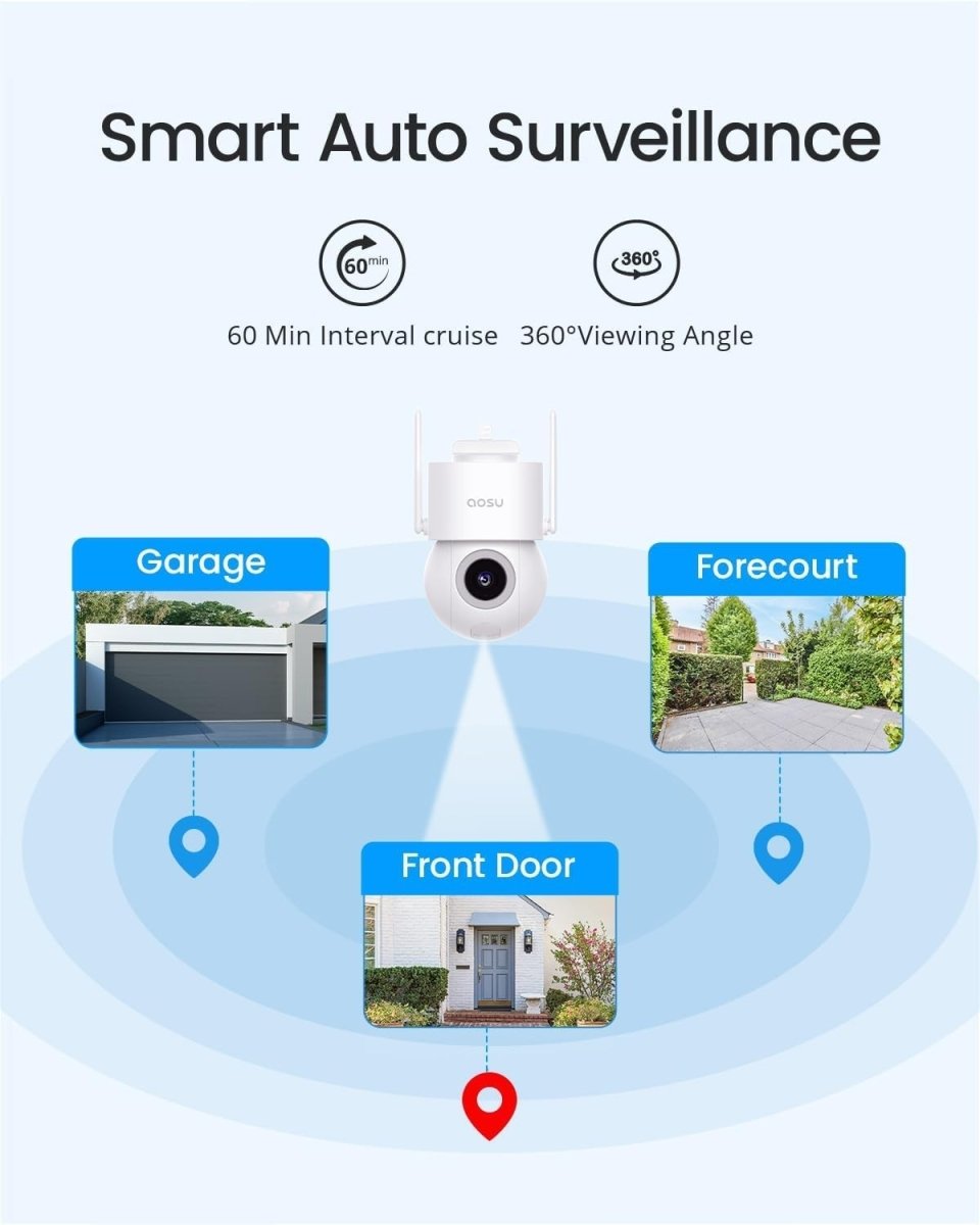 2 Pack 3K PTZ Security Camera Outdoor WiFi 24/7 Recording CCTV - Kwikley