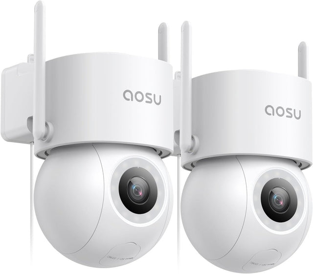 2 Pack 3K PTZ Security Camera Outdoor WiFi 24/7 Recording CCTV