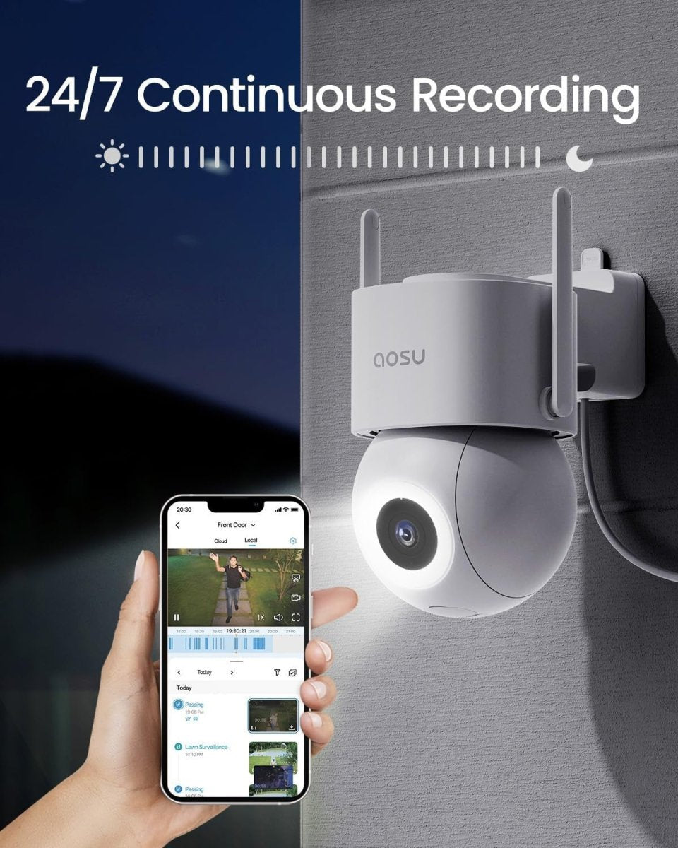 2 Pack 3K PTZ Security Camera Outdoor WiFi 24/7 Recording CCTV - Kwikley