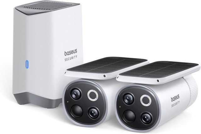 2 Pack 3K Solar Security Camera Wireless Outdoor Dual Lens CCTV