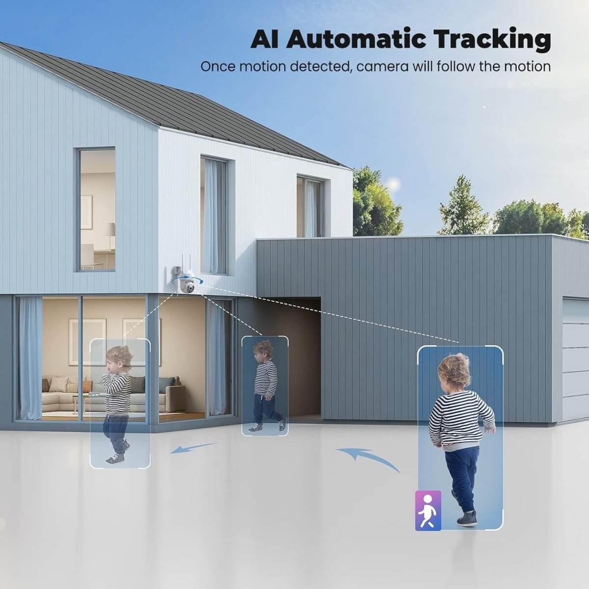 2 Pack 3MP Security Cameras Outdoor PTZ WiFi 24/7 Recording Alexa - Kwikley