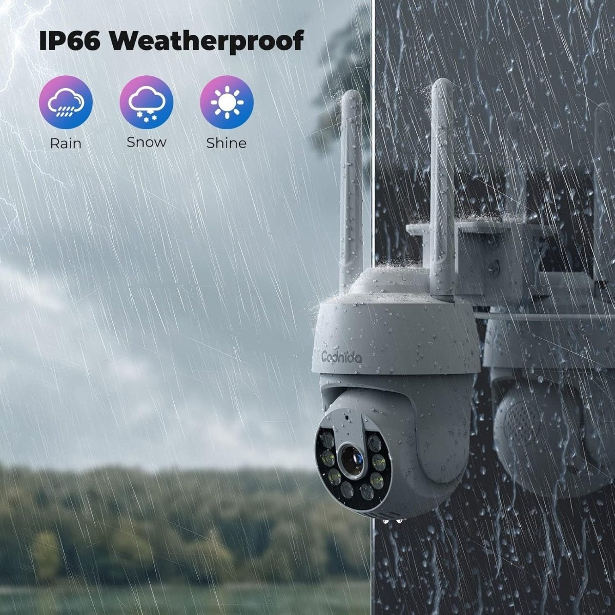 2 Pack 3MP Security Cameras Outdoor PTZ WiFi 24/7 Recording Alexa - Kwikley