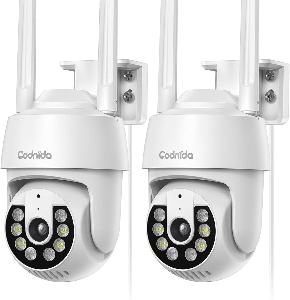 2 Pack 3MP Security Cameras Outdoor PTZ WiFi 24/7 Recording Alexa - Kwikley
