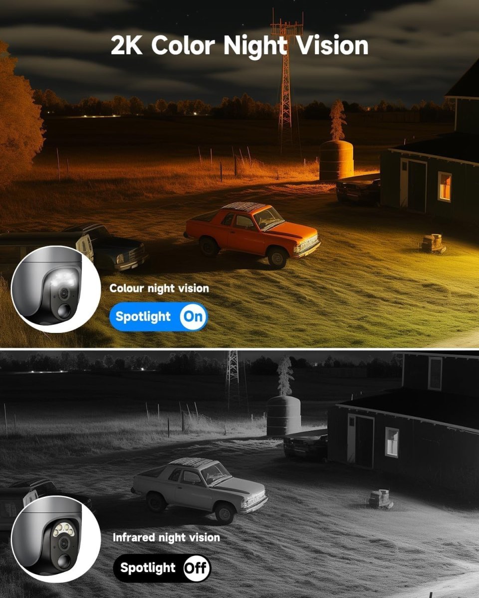 2 Pack 4G LTE Solar Security Cameras 2K PTZ CCTV No WiFi - Kwikley