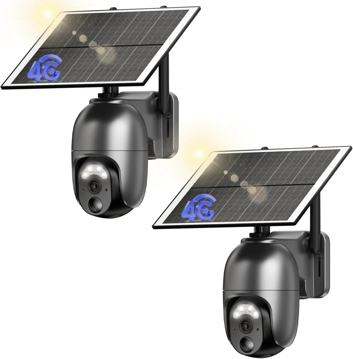 2 Pack 4G LTE Solar Security Cameras 2K PTZ CCTV No WiFi - Kwikley
