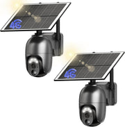 2 Pack 4G LTE Solar Security Cameras 2K PTZ CCTV No WiFi - Kwikley