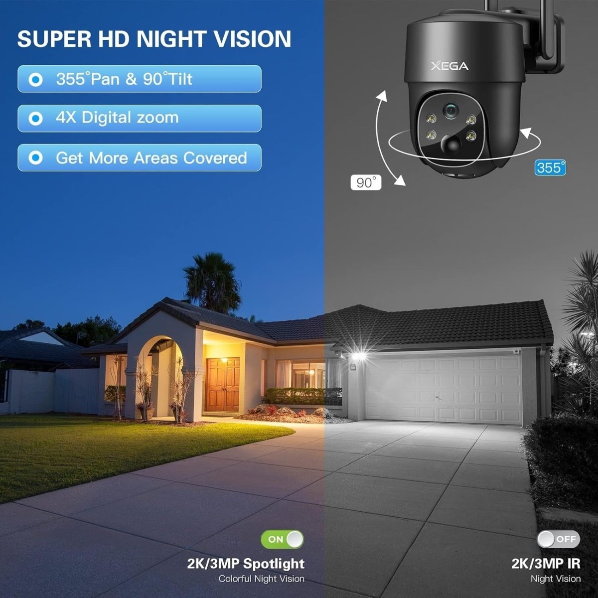 2 Pack 4G LTE Solar Security Cameras 2K PTZ CCTV No WiFi Outdoor - Kwikley
