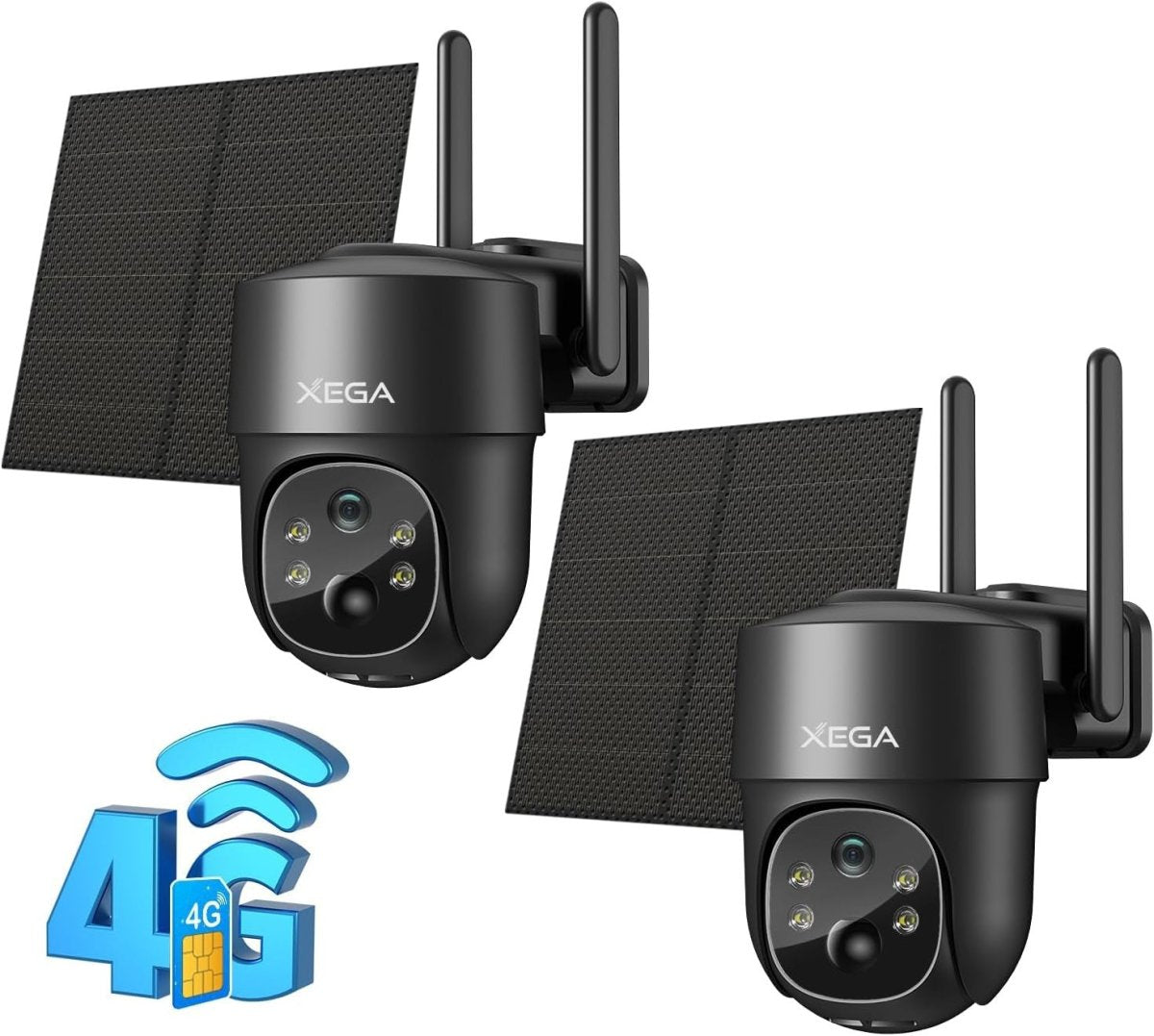 2 Pack 4G LTE Solar Security Cameras 2K PTZ CCTV No WiFi Outdoor - Kwikley