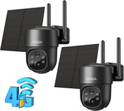 2 Pack 4G LTE Solar Security Cameras 2K PTZ CCTV No WiFi Outdoor - Kwikley