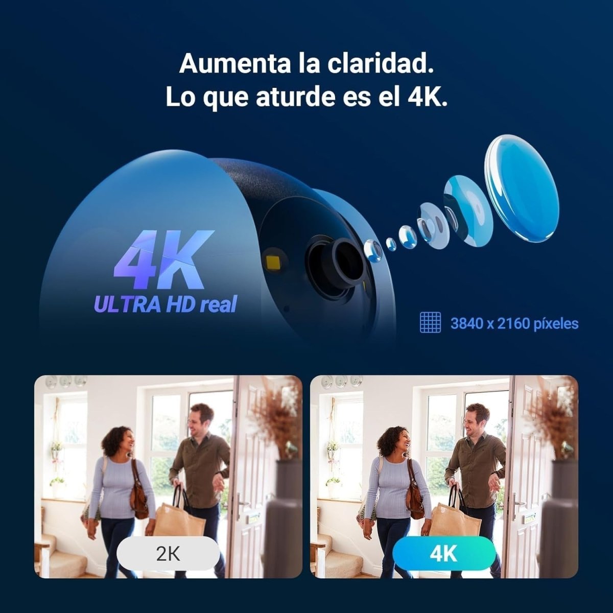 2 Pack 4K Indoor Security Cameras 360° Pet Baby Monitor WiFi CCTV - Kwikley