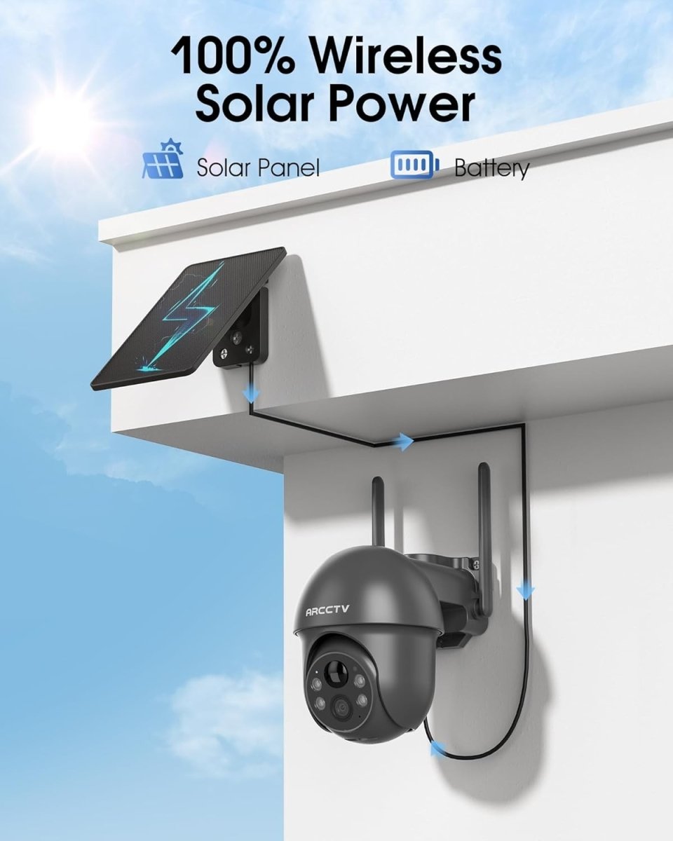 2 Pack 4MP Solar Security Cameras Wireless Outdoor WiFi Night Vision - Kwikley