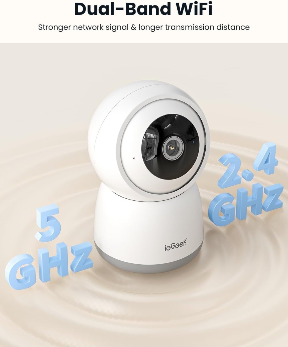 2 Pack 5MP Indoor Security Cameras 360° PTZ WiFi Pet Baby Monitor - Kwikley
