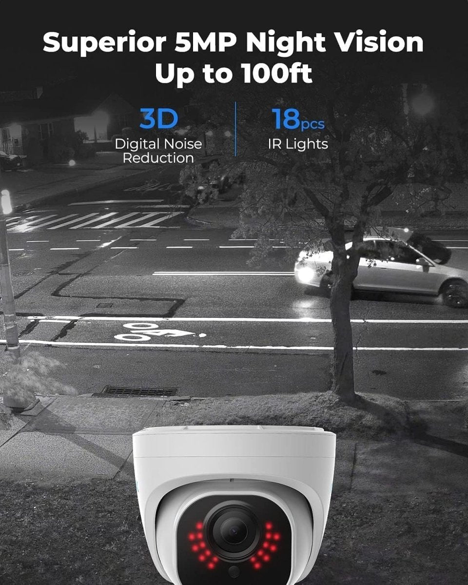 2 Pack 5MP PoE Security Cameras CCTV IP66 Night Vision Audio - Kwikley