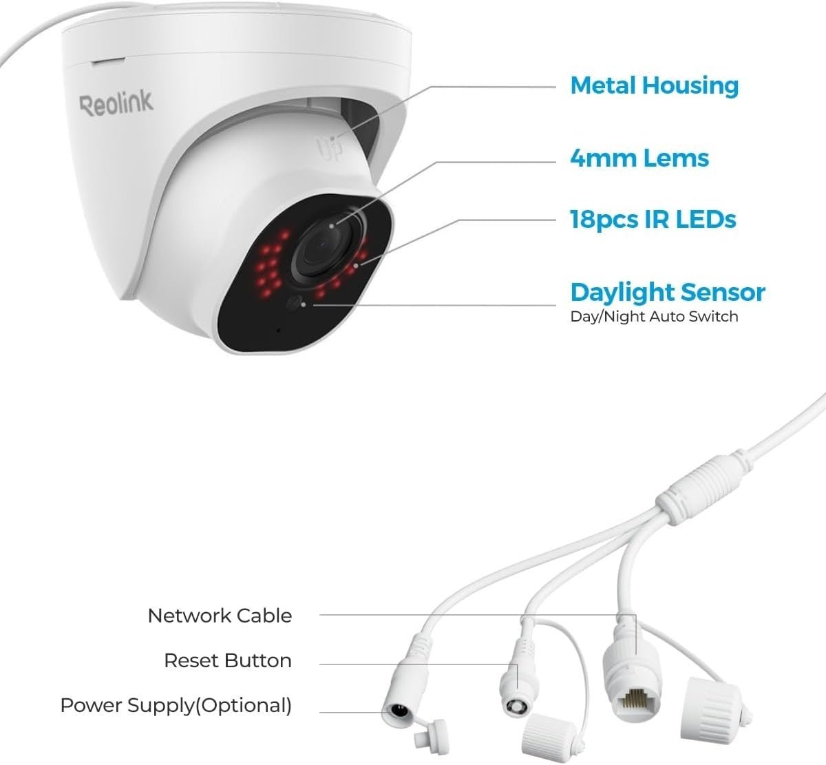 2 Pack 5MP PoE Security Cameras CCTV IP66 Night Vision Audio - Kwikley