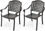 2 Pack Cast Aluminum Garden Chairs Stackable Patio Armchairs Bronze