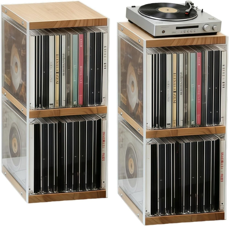 2 Pack CD DVD Storage Rack Desktop Organizer Holds 260 Discs Acrylic - Kwikley