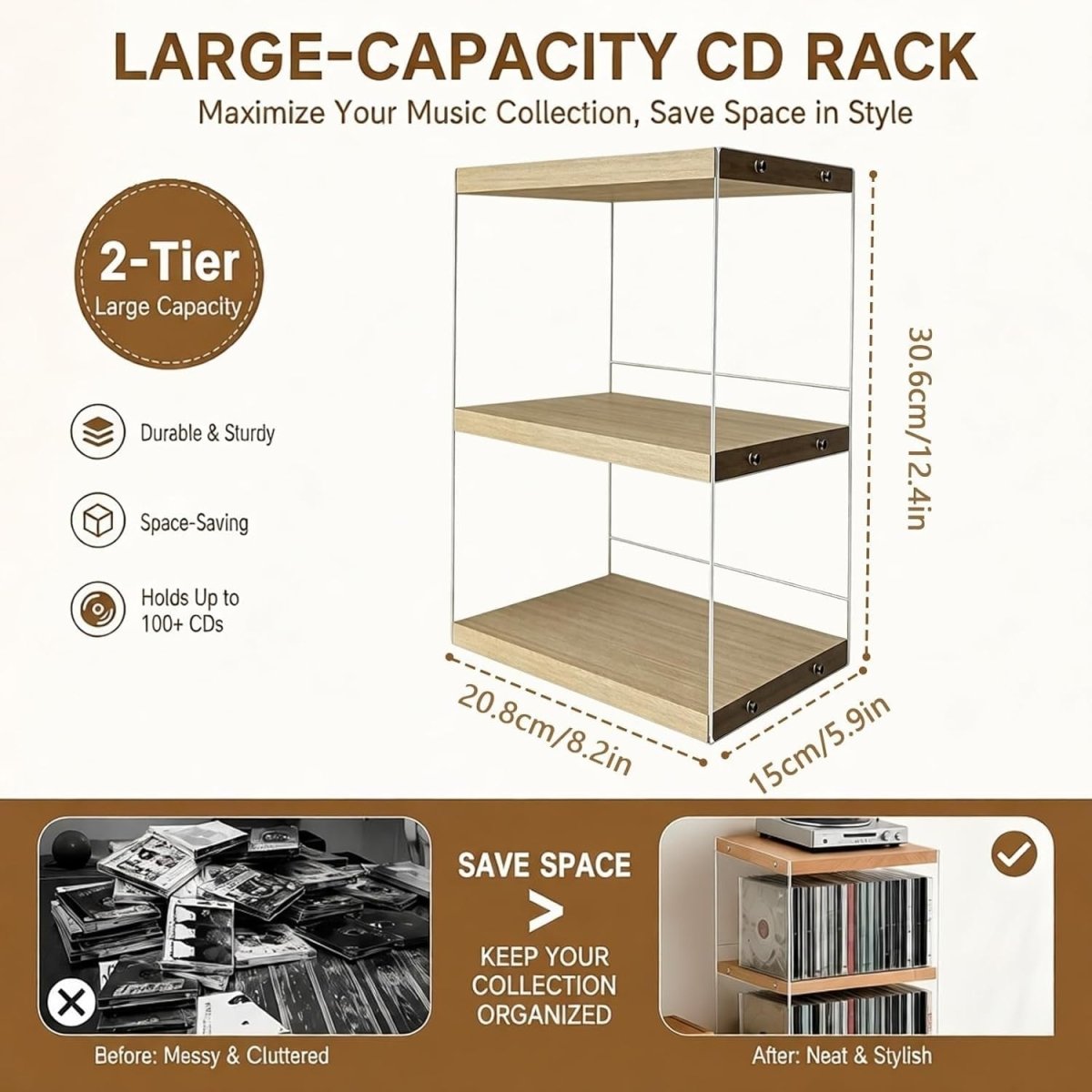 2 Pack CD DVD Storage Rack Desktop Organizer Holds 260 Discs Acrylic - Kwikley