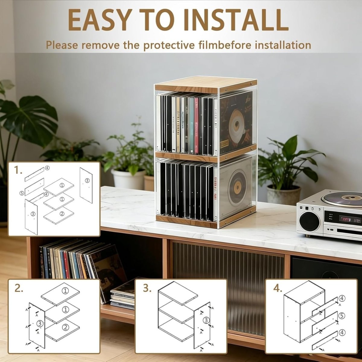 2 Pack CD DVD Storage Rack Desktop Organizer Holds 260 Discs Acrylic - Kwikley