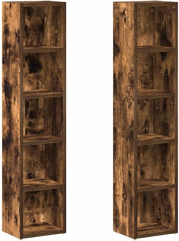 2 Pack CD Storage Cabinets Media Shelf Bookcase Display Unit Oak 93cm - Kwikley