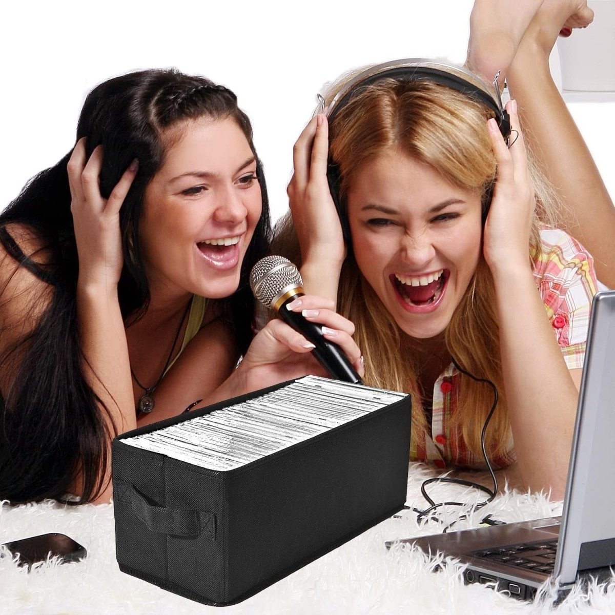 2 Pack DVD Storage Boxes Foldable Media Organizer Cases 200 Disc Black - Kwikley