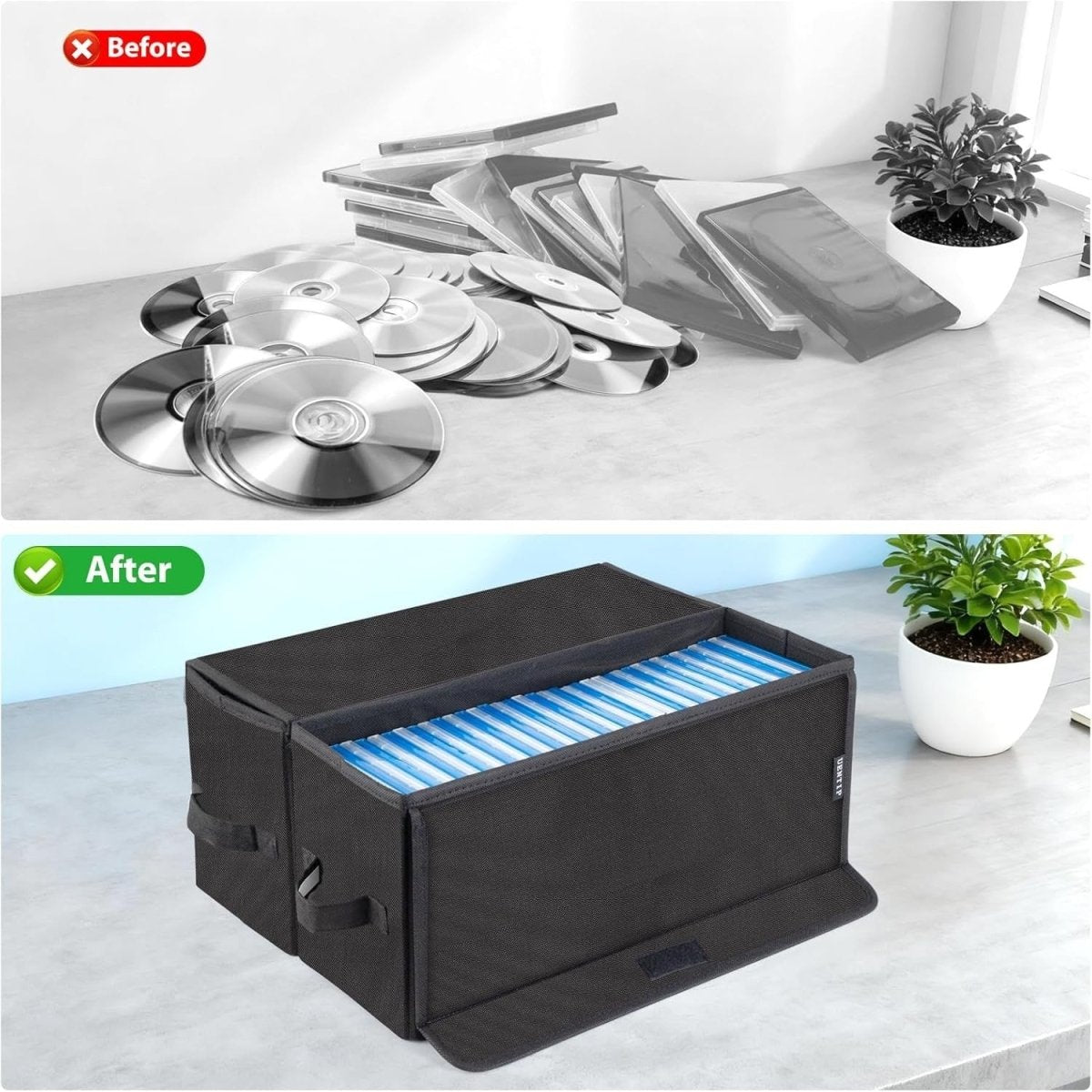 2 Pack DVD Storage Boxes Foldable Media Organizer Cases 200 Disc Black - Kwikley