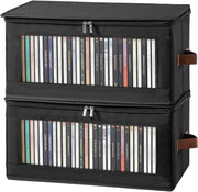 2 Pack DVD Storage Boxes with Zipper Lid Stackable Holds 100 DVDs - Kwikley