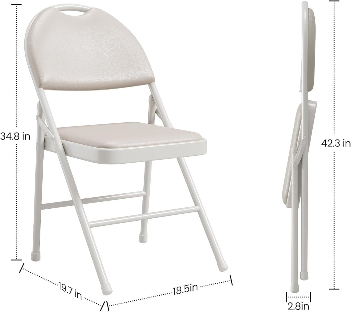 2 Pack Fabric Padded Folding Chairs – Metal, Stackable Indoor & Outdoor - Kwikley